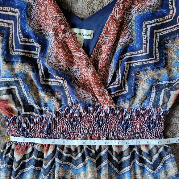 Maxi DRESS Seventh Avenue Multi Color Long, Flowy, Flutter Sleeves Size 16 - Picture 9 of 11